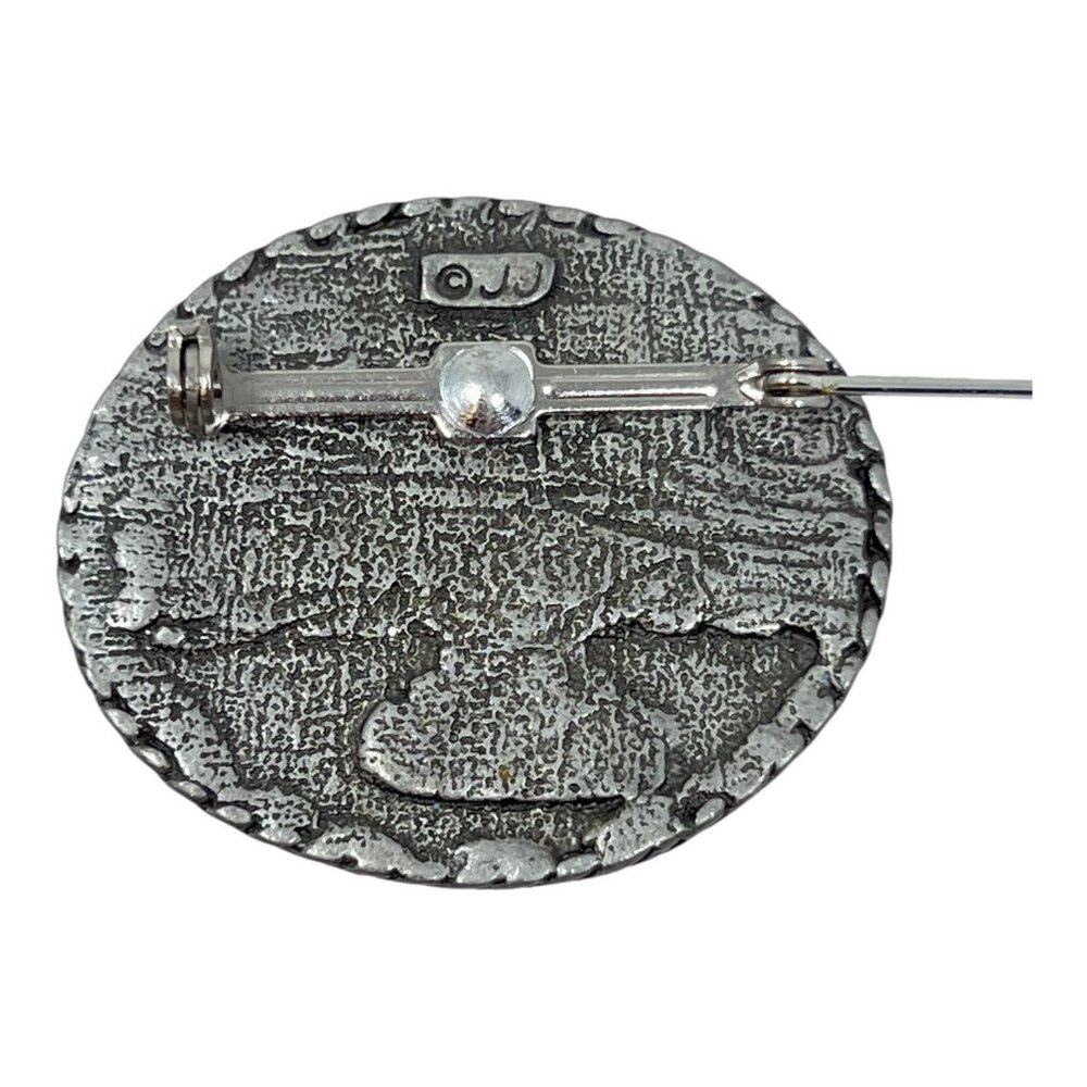 JJ Artifacts Lighthouse Sailboat Scene Brooch Pin 1986 Silver Gold Tone Vintage - Picture 4 of 6